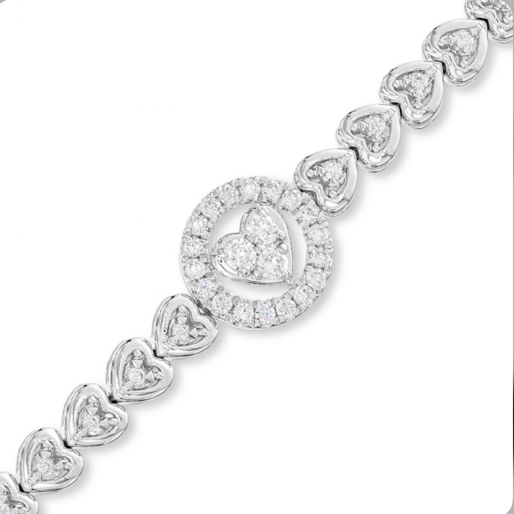 2 Day Sale! Kay Jewelers Diamond Heart Link Anklet 1/2 ct tw Sterling Silver! - Picture 6 of 13